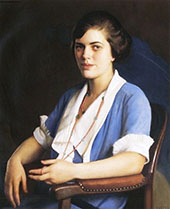 Portrait of A Young Woman In Blue By William M Paxton
