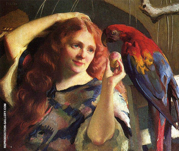 Reddy and The Macaw by William Paxton | Oil Painting Reproduction