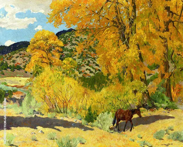 Autumn in Taos Canyon By Walter Ufer