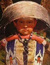 Indian Boy in Cradle By Walter Ufer