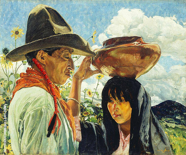 Jim and His Daughter 1923 by Walter Ufer | Oil Painting Reproduction