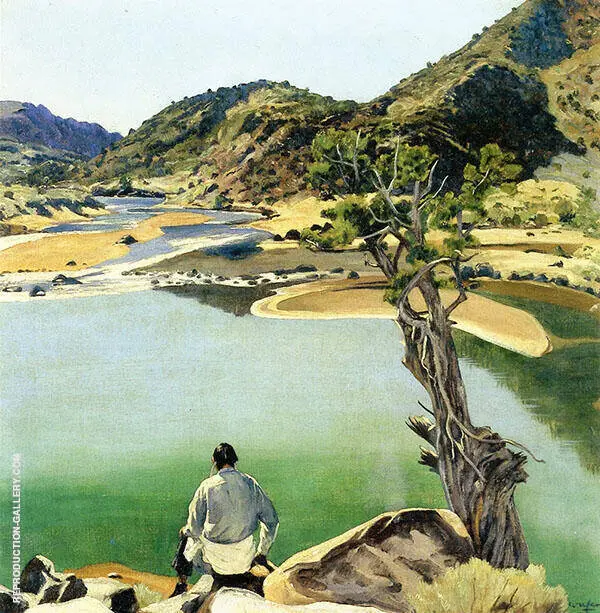 Mirrored Lake Desert By Walter Ufer