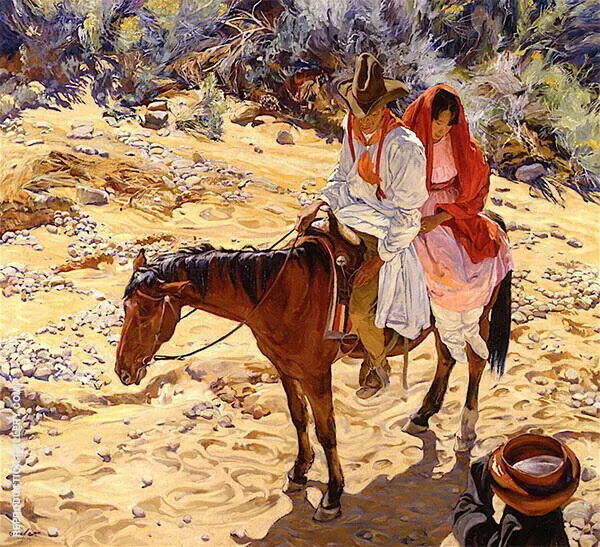 Near The Waterhole By Walter Ufer