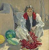 Stringing Chili Peppers By Walter Ufer