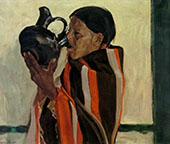 Taos Indian Drinking By Walter Ufer