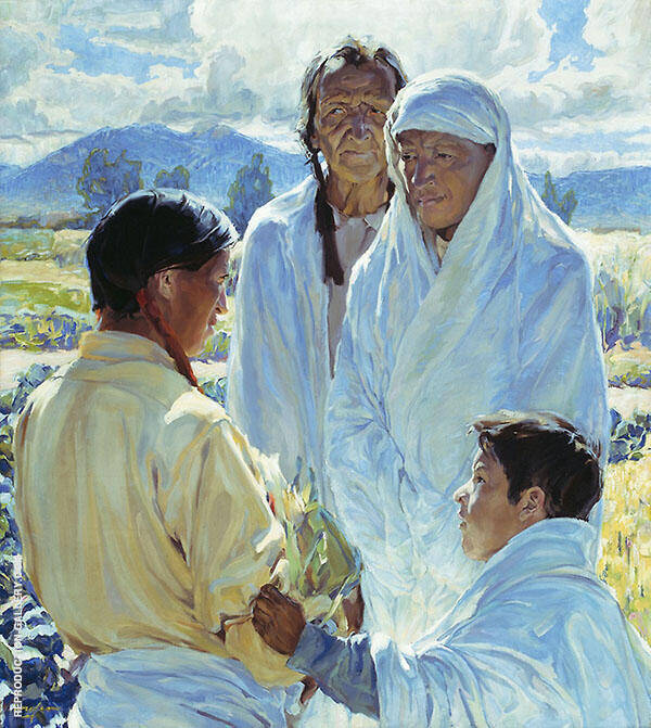 The Solemn Pledge Taos Indians 1916 Oil Painting Reproduction