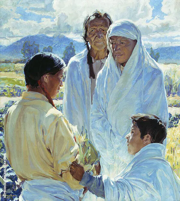The Solemn Pledge Taos Indians 1916 By Walter Ufer