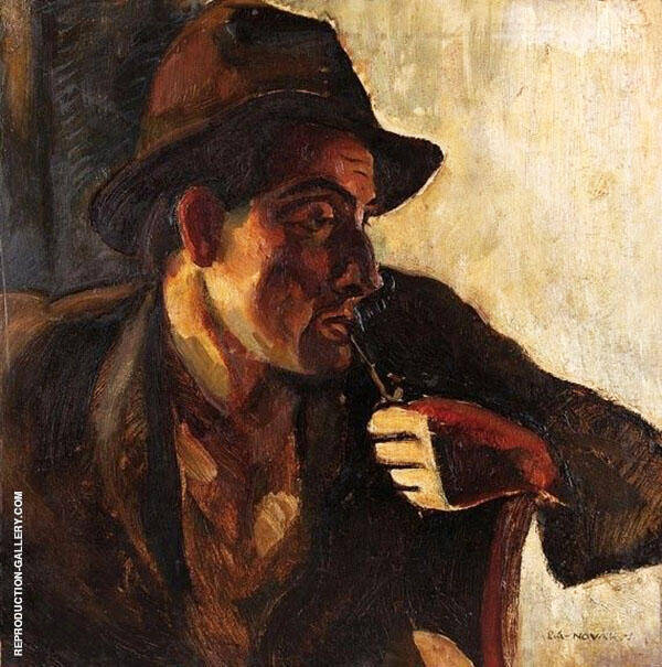 Man with Pipe by Vilmos aba-Novak | Oil Painting Reproduction