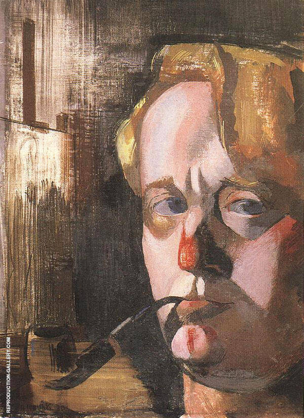 Self Portrait with Pipe and Easel 1930 | Oil Painting Reproduction