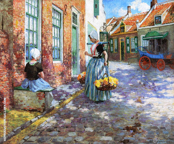 Dutch Flower Girls by George Hitchcock | Oil Painting Reproduction