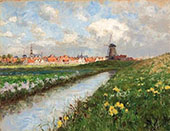 Dutch Landscape with Daffodils By George Hitchcock