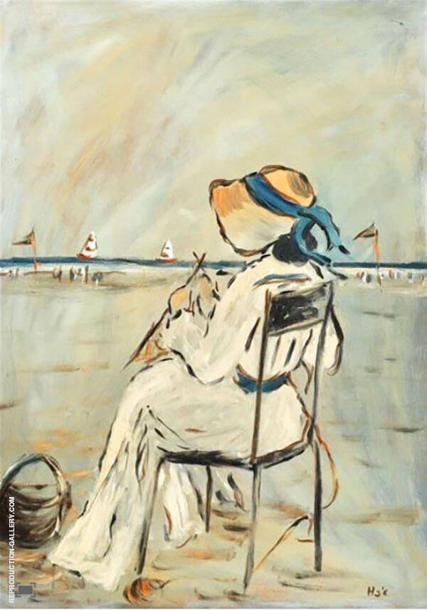 Woman Sitting on The Beach | Oil Painting Reproduction