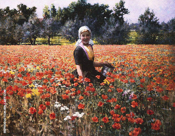 The Poppy Field by George Hitchcock | Oil Painting Reproduction