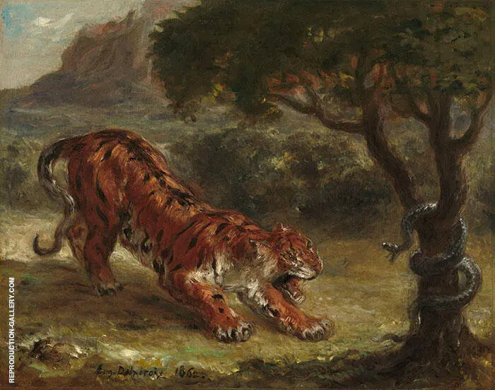 Tiger and Snake1862 By Eugene Delacroix