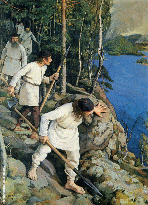 Against The Martyr 1896 by Pekka Halonen | Oil Painting Reproduction
