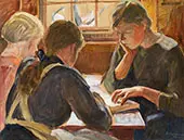Children Reading By Pekka Halonen