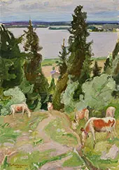 Cows in Vaisalanmaki By Pekka Halonen