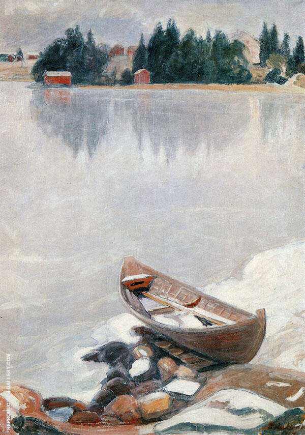 Lake Tuusulan Freezes 1914 by Pekka Halonen | Oil Painting Reproduction
