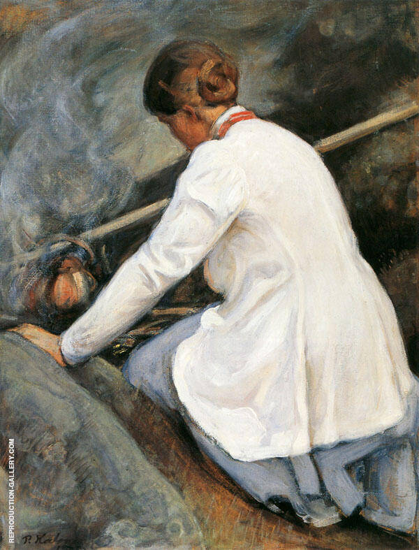 Maija Halonen Boiling Coffee on The Fire 1905 | Oil Painting Reproduction