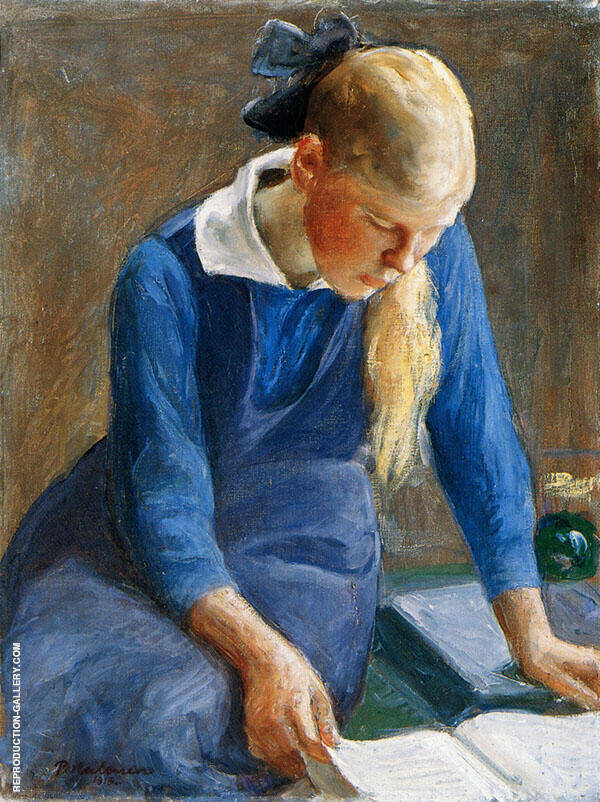 Reading Girl 1918 by Pekka Halonen | Oil Painting Reproduction