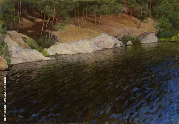 Rivier Bank 1897 by Pekka Halonen | Oil Painting Reproduction