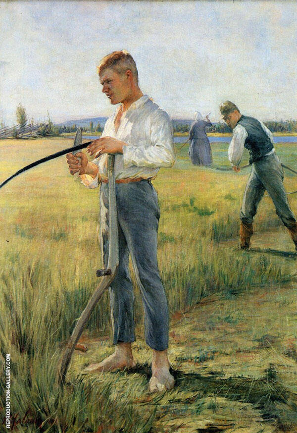 The Hay Cutters by Pekka Halonen | Oil Painting Reproduction