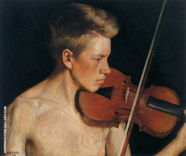 The Violinist 1900 by Pekka Halonen | Oil Painting Reproduction