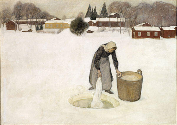 Washing on The Ice 1900 by Pekka Halonen | Oil Painting Reproduction