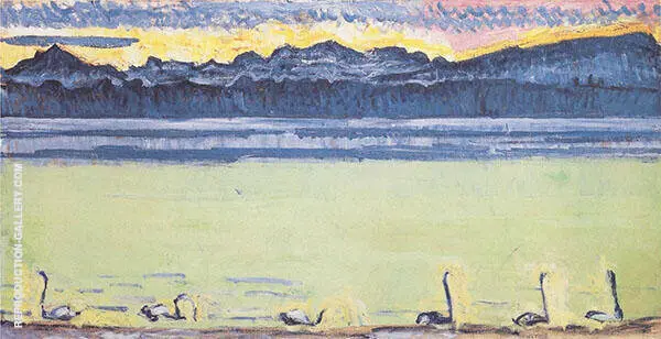 Lake Geneva with Mont Blanc at Dawn 1918 2 By Ferdinand Hodler