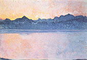 Lake Geneva with Mont Blanc in The Morning Light 1918 By Ferdinand Hodler
