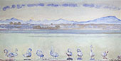 Lake Geneva with Six Swans 1914 By Ferdinand Hodler