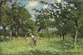 A Man Scything in an Orchard By Sir George Clausen