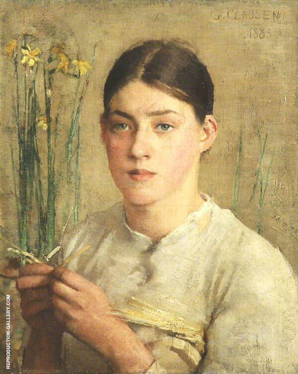 A Straw Plaiter by Sir George Clausen | Oil Painting Reproduction