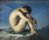 Jeune Homme nu Assis 1885 By Jean Hippolyte Flandrin