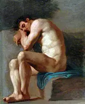 Study of Seated Male Nude By Pierre Subleyras