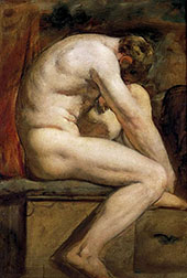 Male Nude Crouching By William Etty