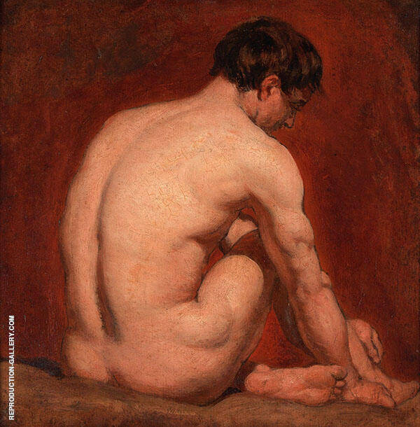 Male Nude Kneeling from Behind by William Etty | Oil Painting Reproduction