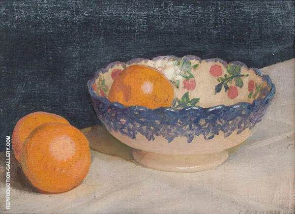 Still Life with Patterned Bowl and Oranges By Sir George Clausen