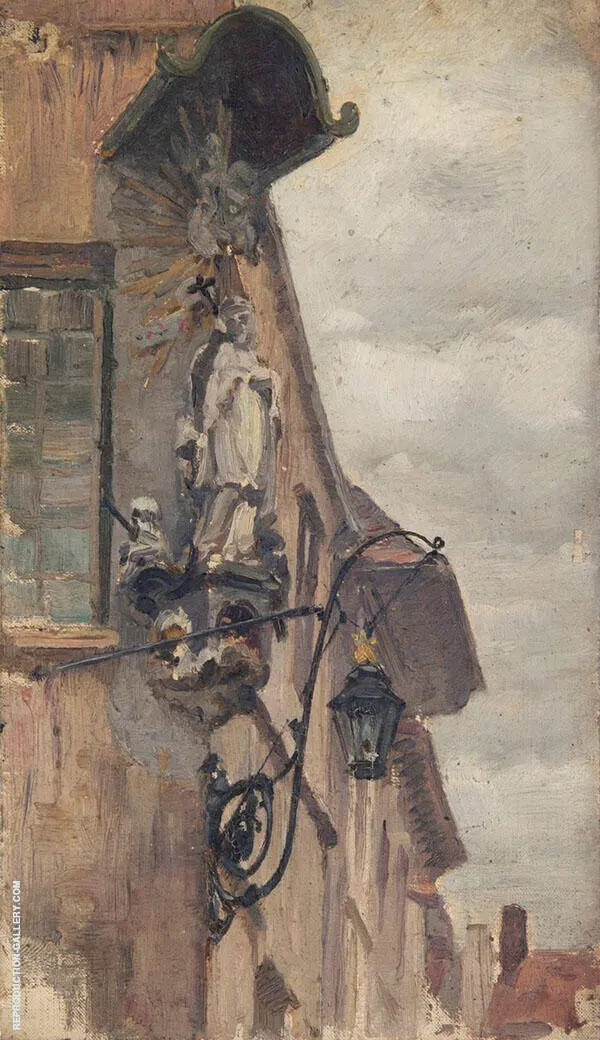 Study of a Religious Statue on a Building Exterior 1870 By Sir George Clausen