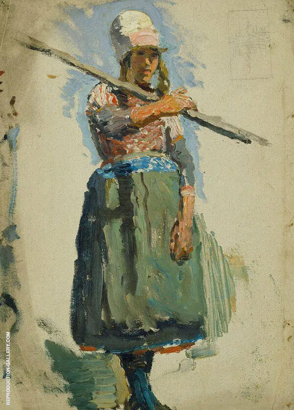 Study of a Young Girl Carrying a Pole 1870 By Sir George Clausen