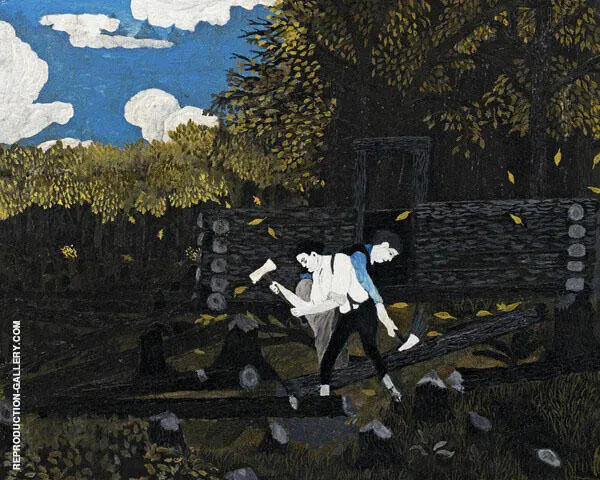 Abraham Lincoln and his Father Building Their Cabin on Pigeon Creek c1934 By Horace Pippin