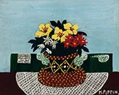 Flowers with Four Doilies 1946 By Horace Pippin