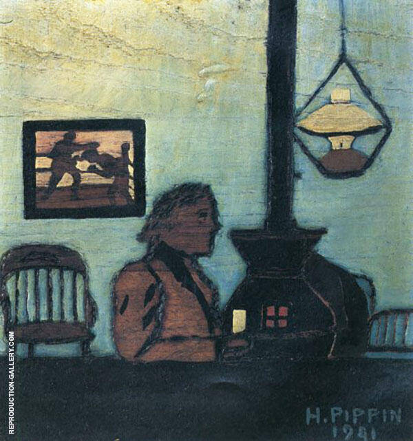 Man Seated Near Stove 1941 by Horace Pippin | Oil Painting Reproduction