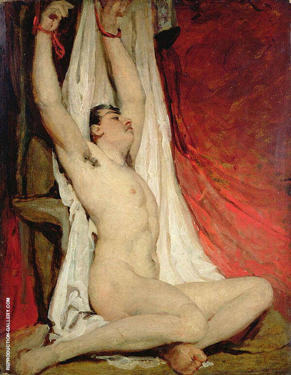 Male Nude with Arms Up Stretched 1828 | Oil Painting Reproduction