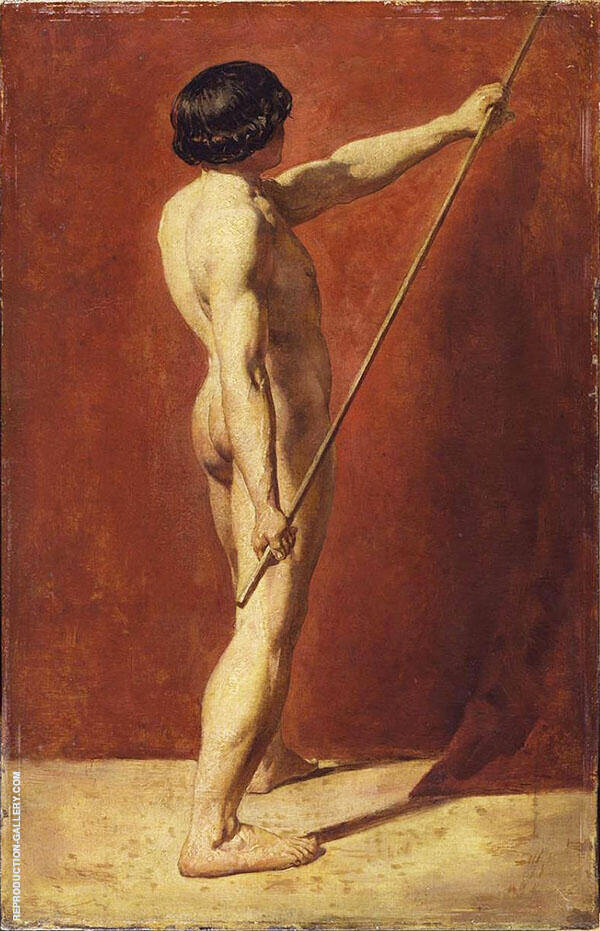 Male Nude with Staff 1814 by William Etty | Oil Painting Reproduction