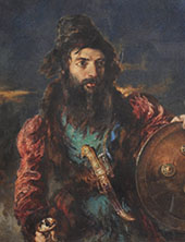 Persian Warrior Study of a Man Holding a Shield and Sword with a Dagger on his Waistband By William Etty