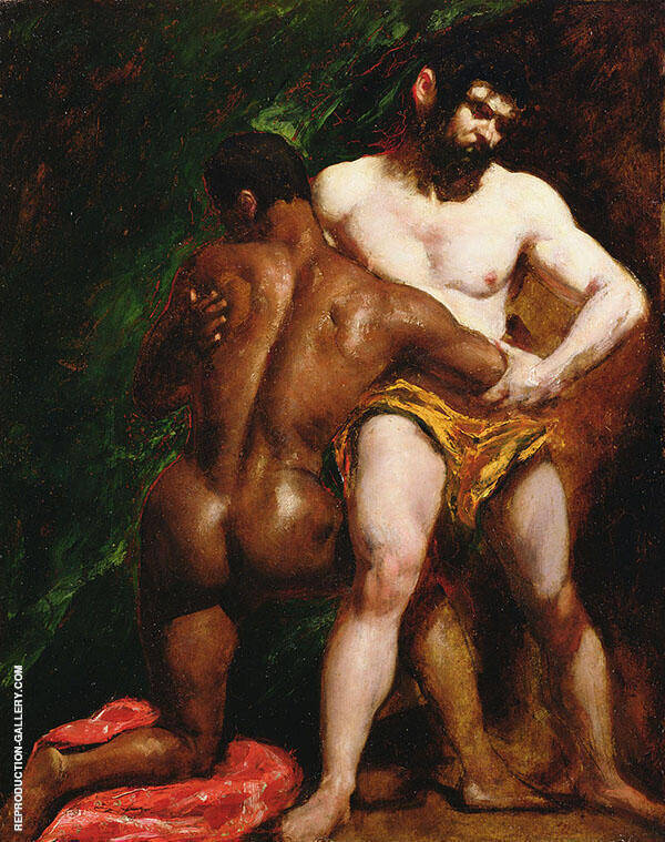 The Wrestlers c1840 by William Etty | Oil Painting Reproduction