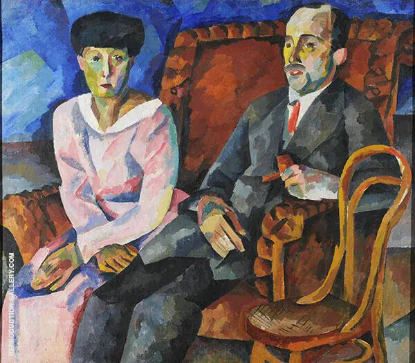 Family Portrait N M Schekotov with His Wife 1919 By Aristarkh Vasilyevich Lentulov