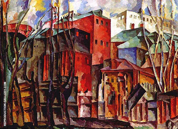 Landscape with Withered Trees and Tall Houses 1920 By Aristarkh Vasilyevich Lentulov