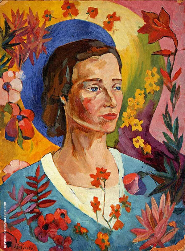 Portrait of an Unknown Woman in a Blue Dress 1916 By Aristarkh Vasilyevich Lentulov